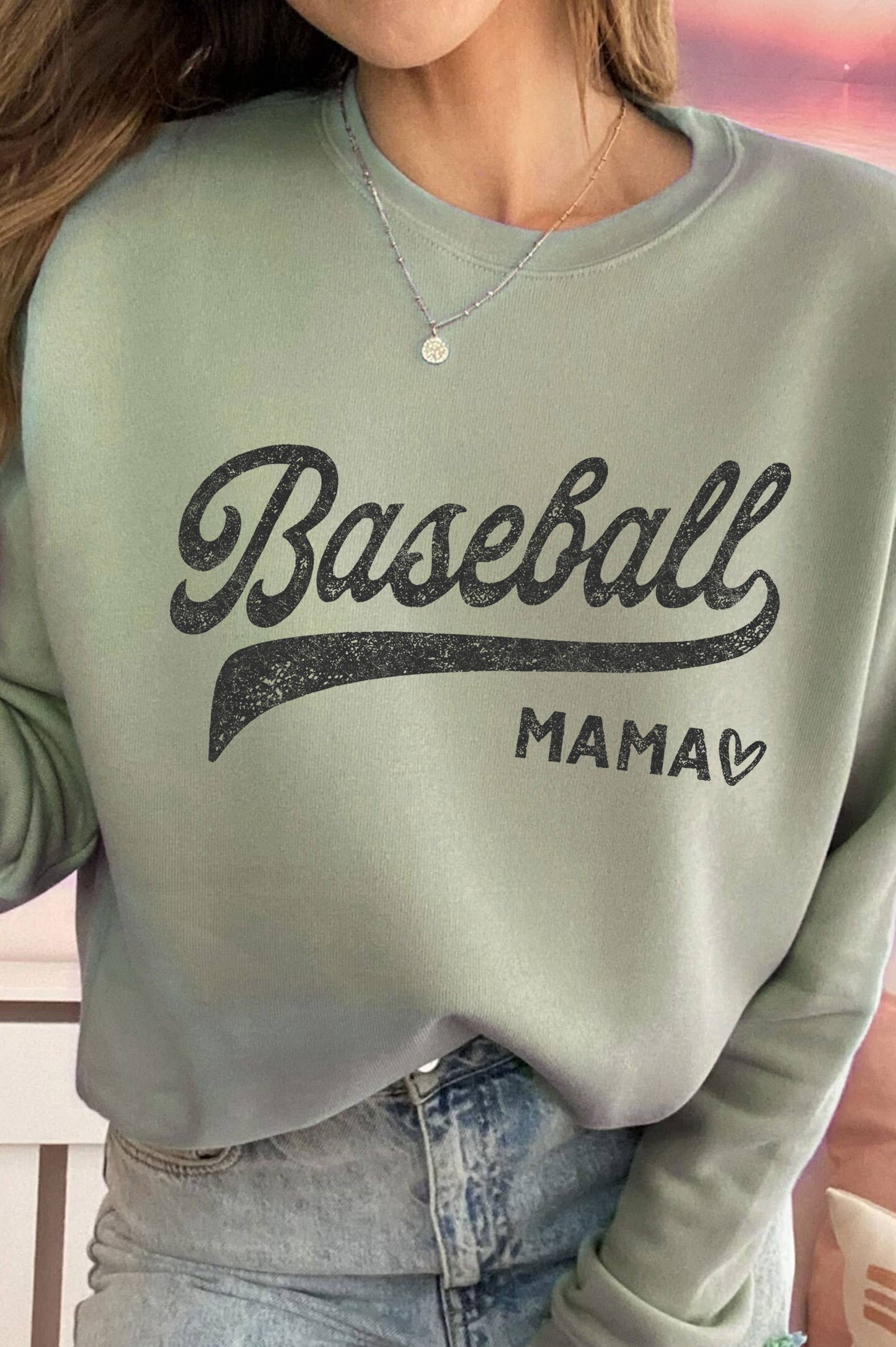 Rustee Clothing - BASEBALL MAMA GRAPHIC BRUSHED SWEATSHIRTS