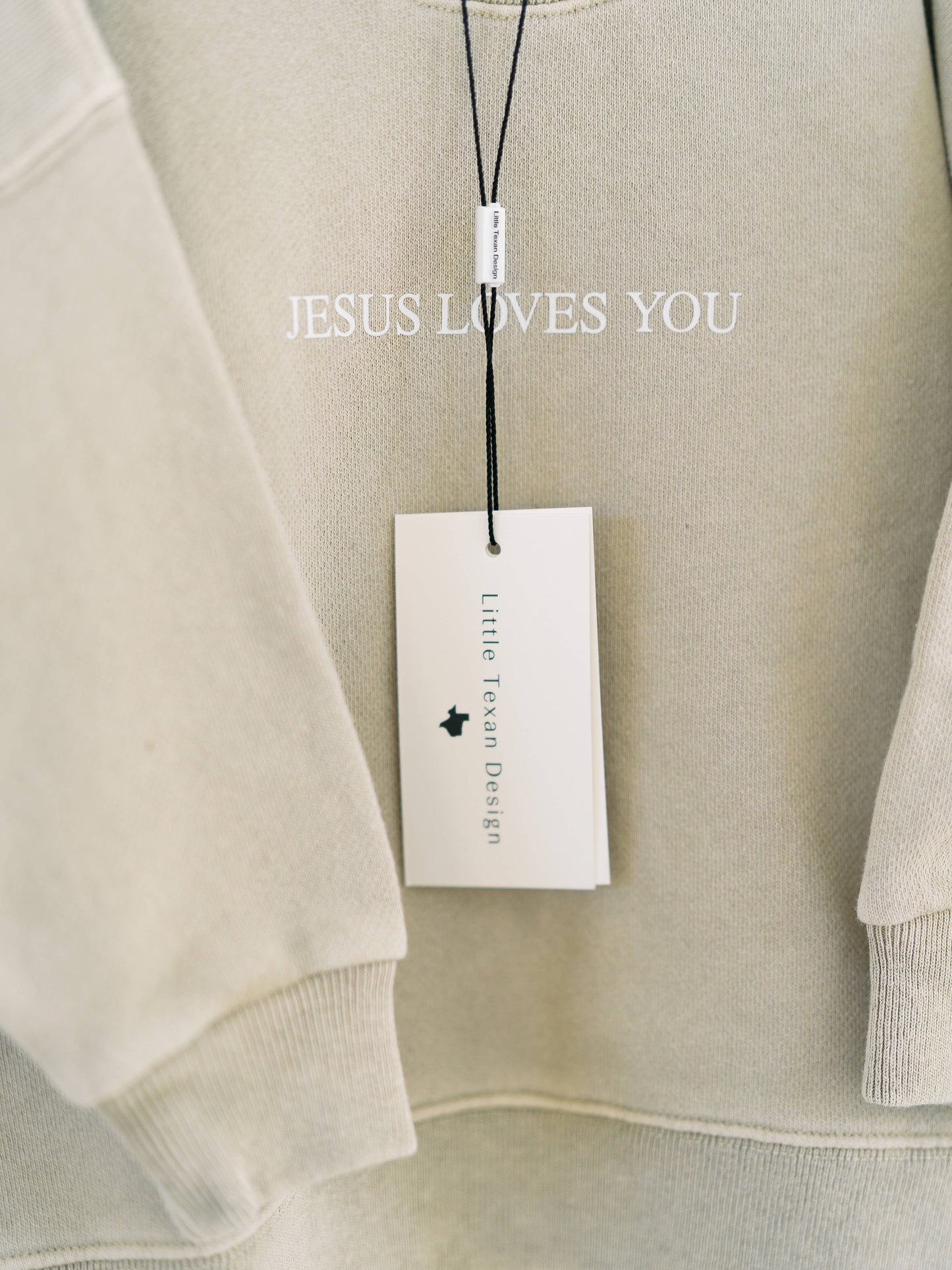 Little Texan Design - Jesus Loves You French Terry 100% Cotton Neutral Crewneck-