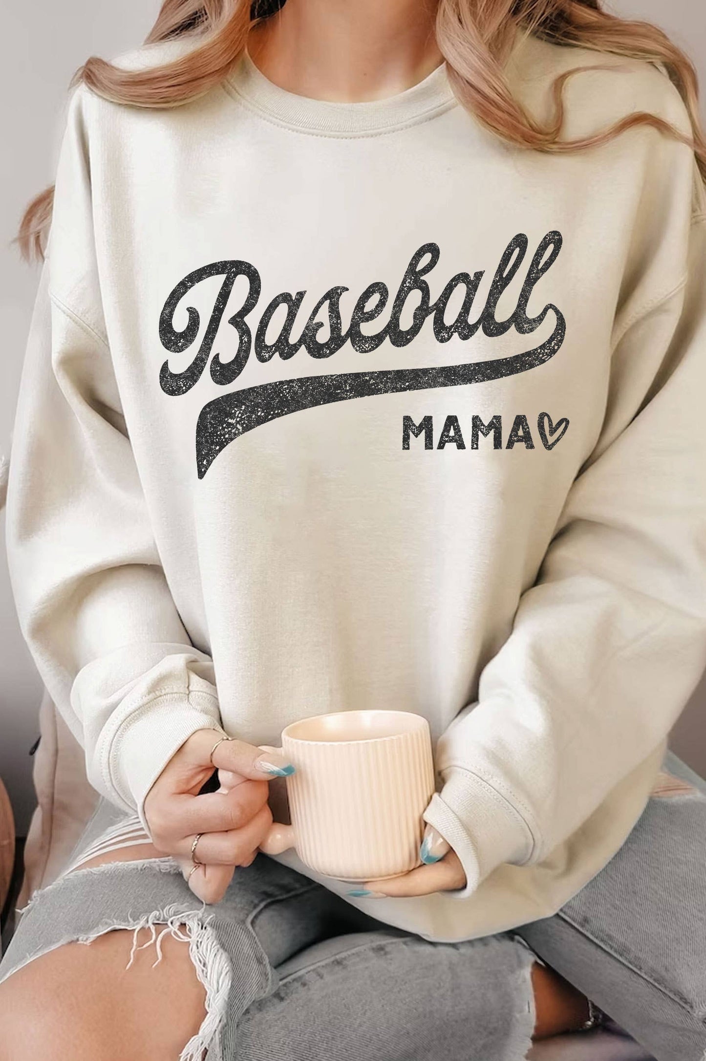 Rustee Clothing - BASEBALL MAMA GRAPHIC BRUSHED SWEATSHIRTS